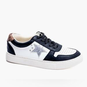 Corkys Black/White Constellation Tennis Shoes w Leopard. Brand new, Never worn.